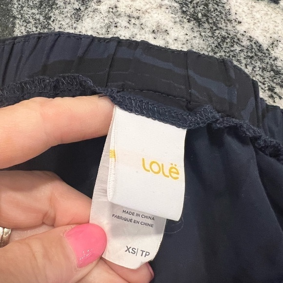 LOLE navy with black palm leaf print mini dress with draw strings - Picture 7 of 12